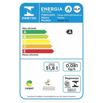 15950026913-1 Forno de Embutir a Gas 50L Arena-Eg GII Pto Fosco Gas GLP