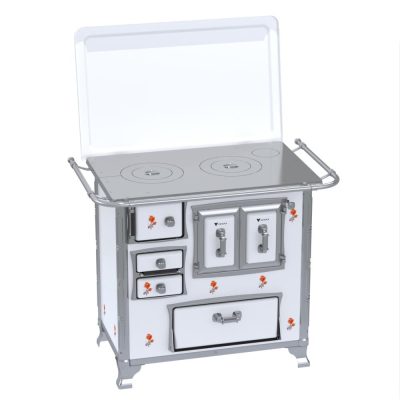 Fogao a Lenha GII N 1 Gab Sec Branco Flor com Tampa