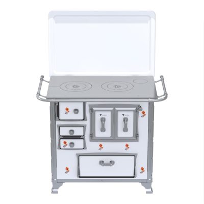 Fogao a Lenha GII N 1 Gab Sec Branco Flor com Tampa