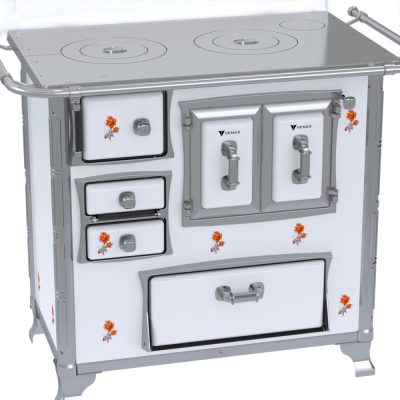 Fogao a Lenha GII N 1 Gab Sec Branco Flor com Tampa