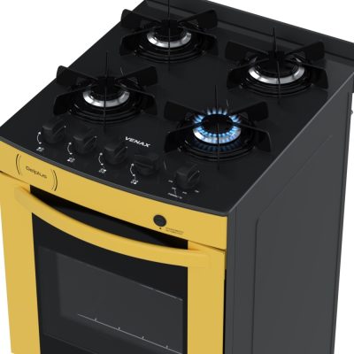 17950012535-1 Fogao 4 Bocas Venax Delplus Vitreo Bl Amarelo Gas GLP