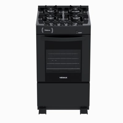 Fogao 4 Bocas Venax Delplus Vitreo Bl Preto Fosco Gas GLP
