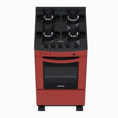 Fogao 4 Bocas Venax Delplus Vitreo Bl Vermelho Gas GLP