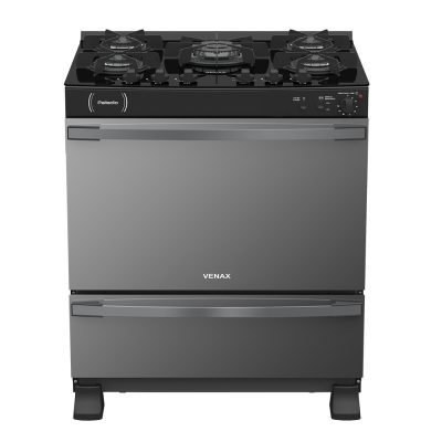 17950013217-1 Fogao 5 Bocas Venax Palladio Vitreo Preto Fosco Gas GLP