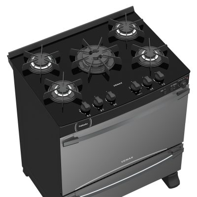 17950013226-1 Fogao 5 Bocas Venax Palladio Vitreo Preto Fosco Gas GLP