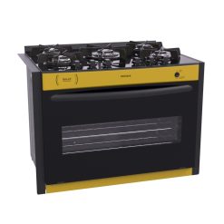 Fogao de Embutir 5 Bocas Venax Gaudi Prisma Vitreo Amarelo Gas GLP